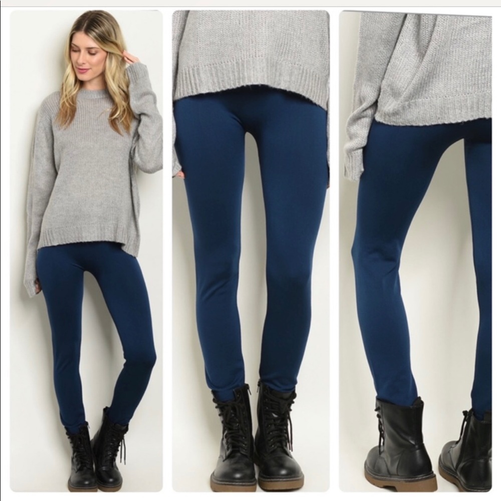 💥 NWT 3 PK OSFA Navy Fleece Lined Leggings 💥